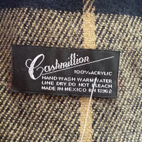 Navy and Tan Plaid Scarf Muffler - Picture 3 of 6